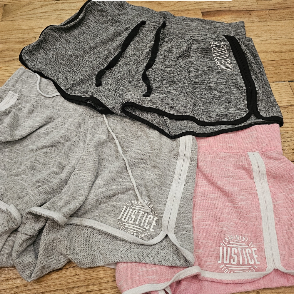 Justice Heather Gray and Pink Shorts Trio